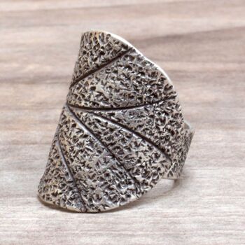 Bague feuille argent