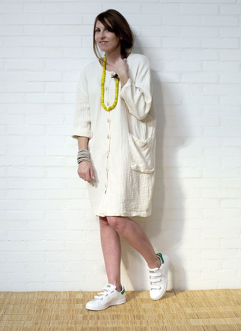 Blusa in cotone ecrù