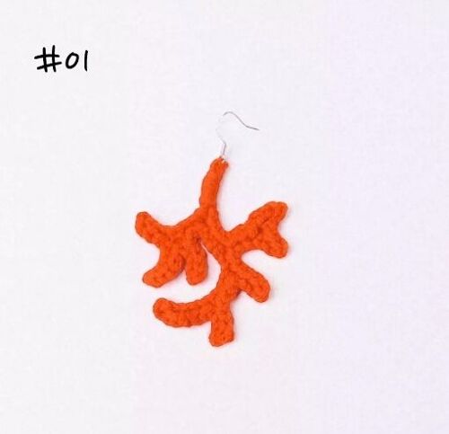 Handmade Crochet Coral Pumpkin Colour Earring