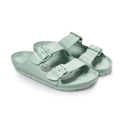 New Coachella Pistacho verde. Sandalia Bio EVA Hebillas