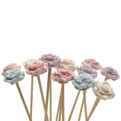 SMALL size MIKADO RODS with handmade CERAMIC ROSES FINISH.