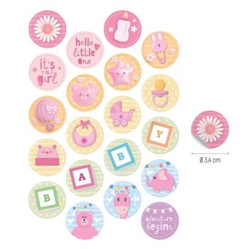 MINI DISQUES AZYME BABY SHOWER FILLE Ø 3.4 4