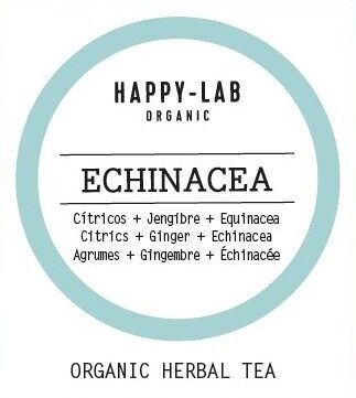 Happy-Lab ECHINACEA infuso senza teina con echinacea scatola da 60 piramidi biodegradabili in bustine individuali