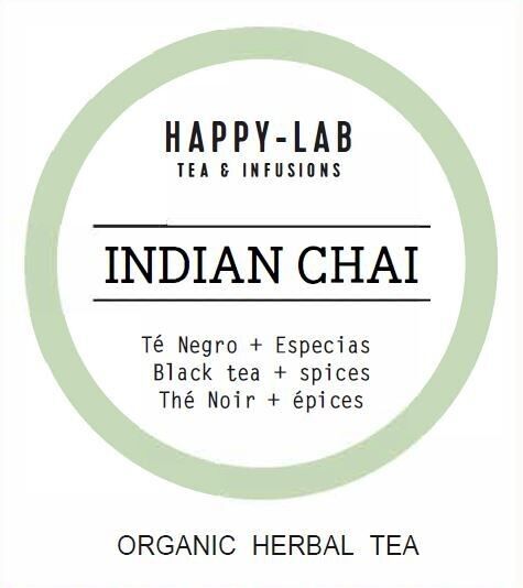 Happy-Lab Tè nero INDIAN CHAI con spezie scatola da 60 piramidi biodegradabili in bustine individuali