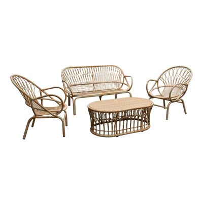 CAYMAN ALUMINUM STRUCTURE SYNTHETIC RATTAN GARDEN LIVING ROOM