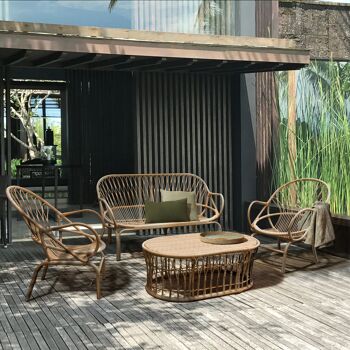 SALON DE JARDIN EN ROTIN SYNTHETIQUE STRUCTURE ALUMINIUM CAYMAN 2