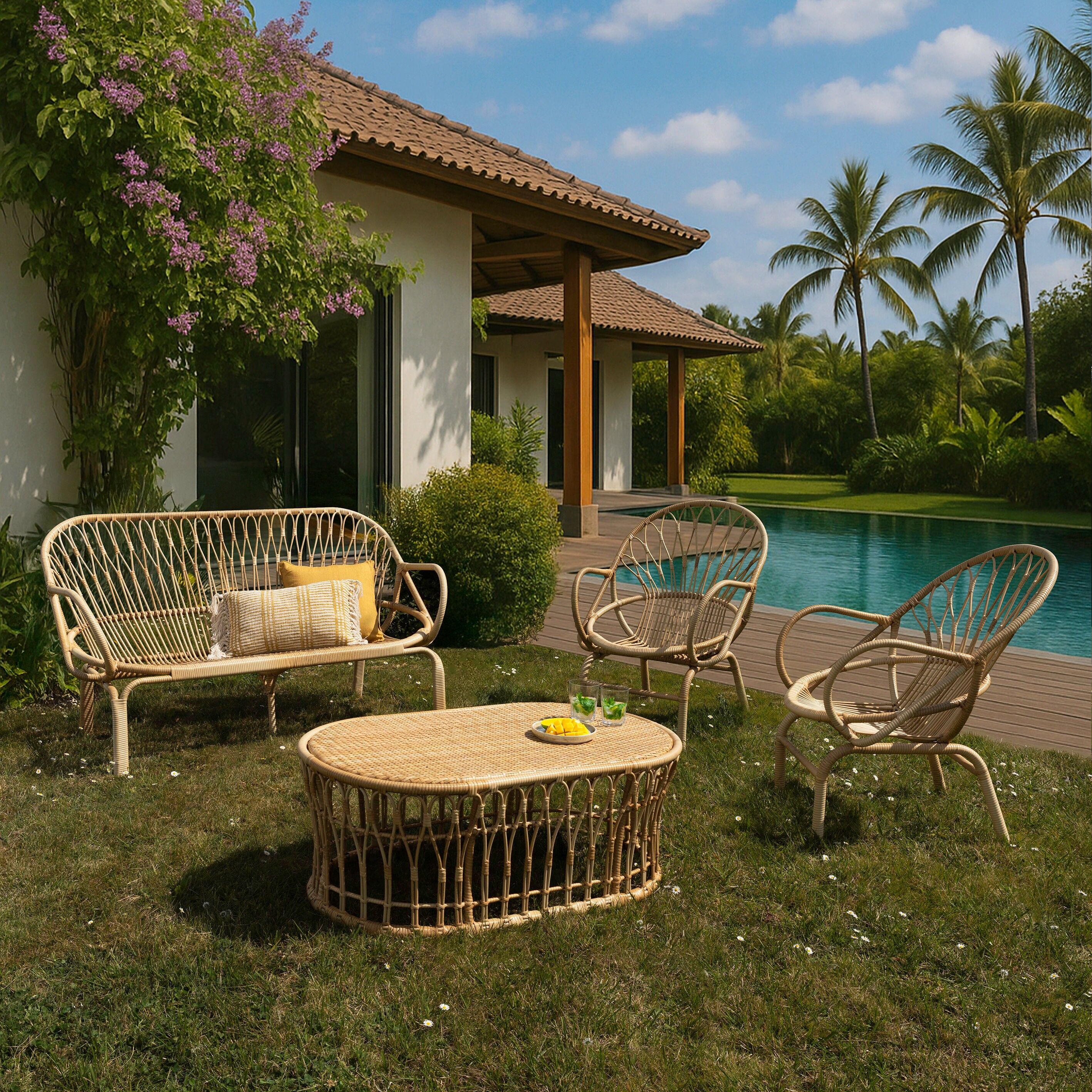 CAYMAN synthetic rattan garden furniture set with aluminum frame