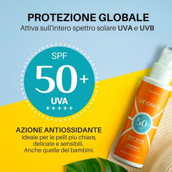 Licosun Lait Solaire Spray SPF 50+ Très Haute Protection UVA et UVB 10