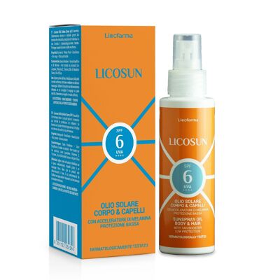 Licosun Huile Solaire Spray Corps & Cheveux SPF 6 Protection UVA et UVB