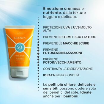 Licosun Crème Solaire SPF 50+ Très Haute Protection UVA et UVB 10