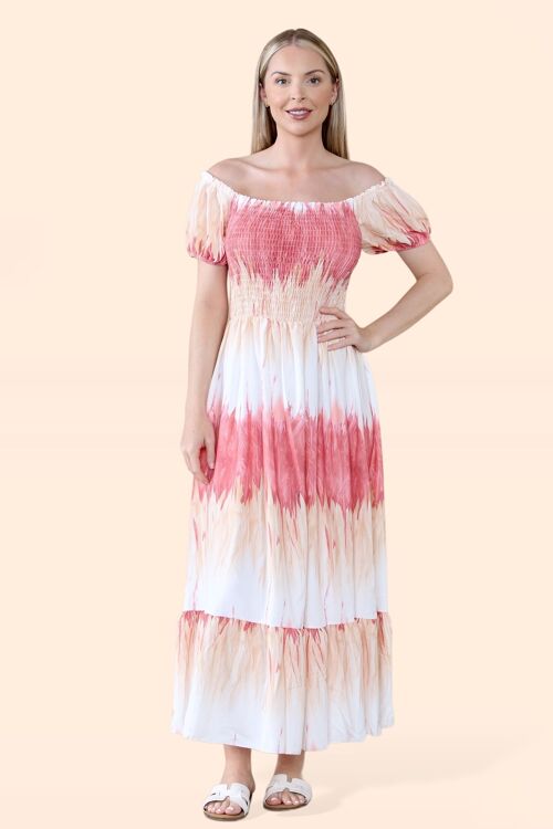 Tie Dye Maxi Sun Dress with Multi-Coloured Zig Zag Effect