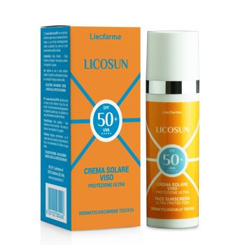 Licosun Crème Solaire Anti-âge Visage aux Peptides et Lycopène SPF 50+ Très Haute Protection UVA et UVB 1