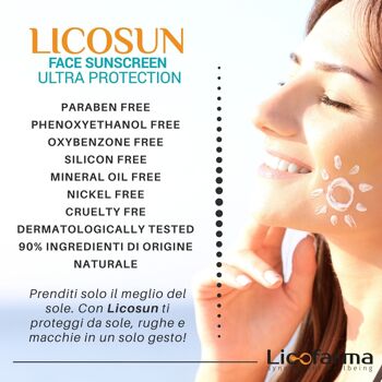 Licosun Crème Solaire Anti-âge Visage aux Peptides et Lycopène SPF 50+ Très Haute Protection UVA et UVB 11