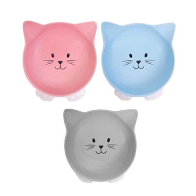 Ciotola per animali domestici in ceramica Smart Choice con faccia di gatto, confezione da 3