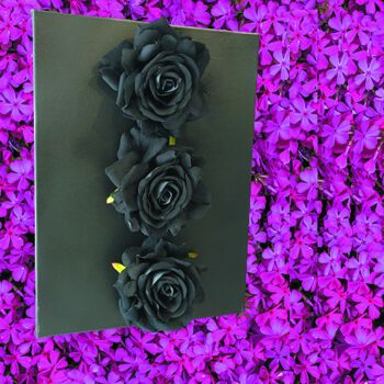 Peinture sur toile avec roses en tissu noir (velours) et Deospray 125 ml 1