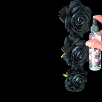 Peinture sur toile avec roses en tissu noir (velours) et Deospray 125 ml 4