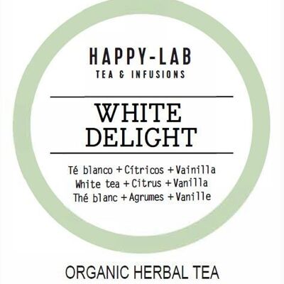 Happy-Lab WHITE DELIGHT tè bianco alla vaniglia scatola da 60 piramidi biodegradabili in bustine individuali