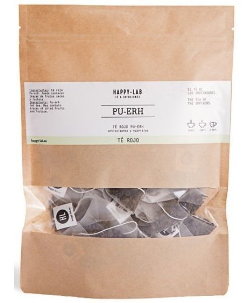 Happy-Lab PU-ERH tè rosso doypack kraft ecopack 25 piramidi biodegradabili