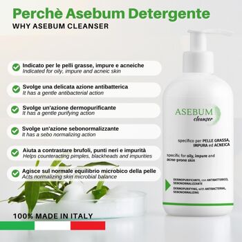 Asebum Cleanser nettoyant spécifique pour peaux acnéiques, grasses, mixtes et impures 2
