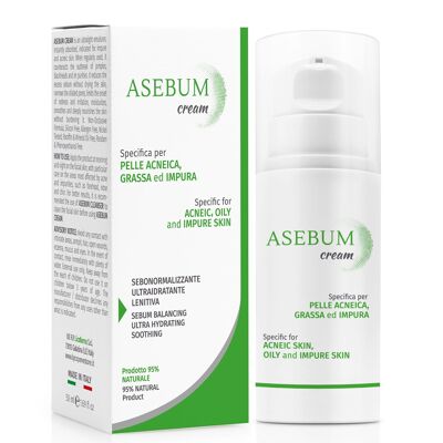 Asebum Cream Crema Viso per Pelli con Acne, Grasse, Miste e Impure