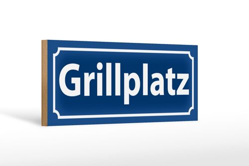 Holzschild Grillplatz 27x10cm BBQ Grill Grillen Garten