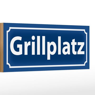 Holzschild Grillplatz 27x10cm BBQ Grill Grillen Garten