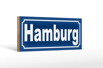 Panneau en bois Hambourg 27x10cm ville portuaire ville hanséatique 1