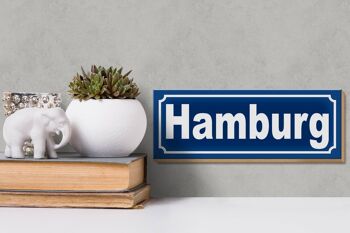 Panneau en bois Hambourg 27x10cm ville portuaire ville hanséatique 3