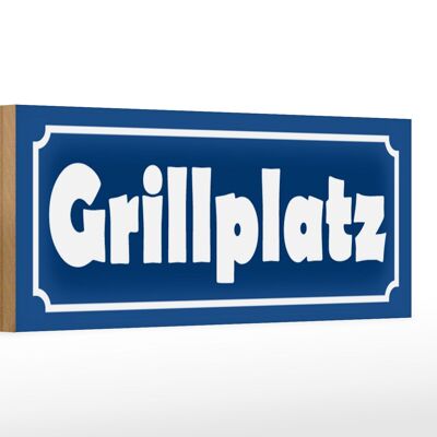 Holzschild Grillplatz 27x10cm Grillen Grillecke BBQ