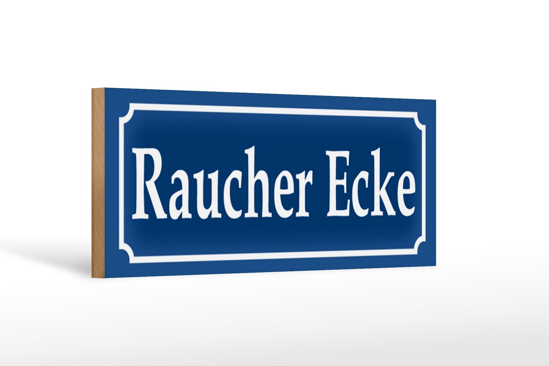 Avviso cartello in legno 27x10 cm angolo fumatori (blu, bianco)