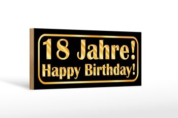 Panneau en bois Joyeux Anniversaire 27x10cm Anniversaire 18 ans 1