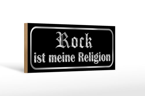 Holzschild Spruch 27x10cm Rock ist meine Religion