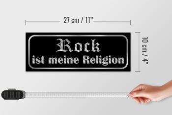 Panneau en bois disant 27x10cm Rock is my religion 4