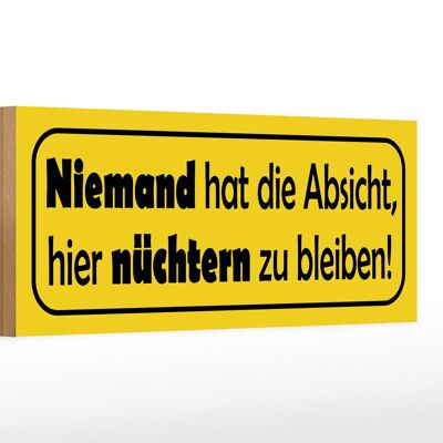 Holzschild Spruch 27x10cm Keine Absicht nüchtern zu bleiben