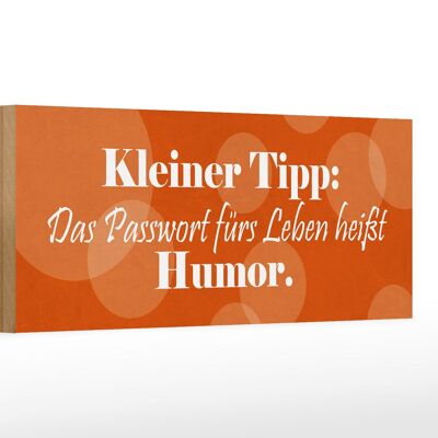 Cartello in legno con scritta "Password per l'umorismo della vita" 27x10 cm