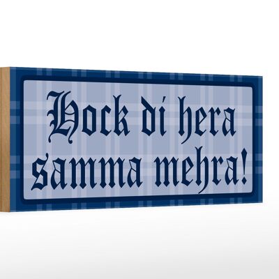 Holzschild Spruch 27x10cm Hock die hera samma mehra