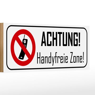 Holzschild Hinweis 27x10cm Achtung Handyfreie Zone