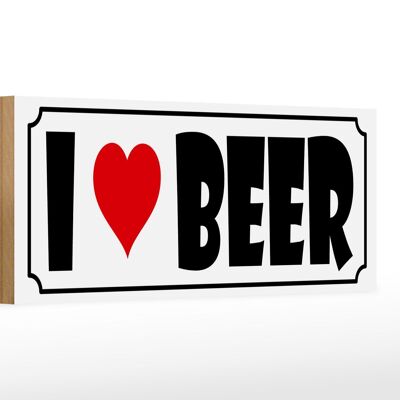 Cartel de madera cerveza diciendo 27x10cm I Love Beer