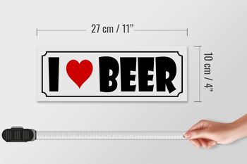 Panneau en bois bière disant 27x10cm I Love Beer 4