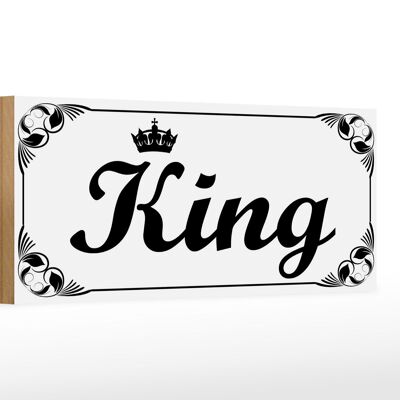 Cartello in legno con scritta "Re con corona" 27x10 cm