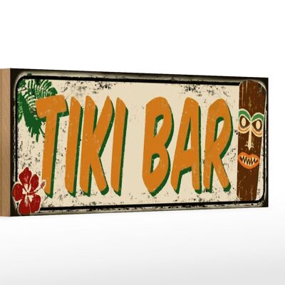 Letrero de madera aviso 27x10cm Tiki Bar