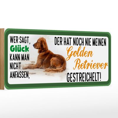 Cartel de madera con texto animal 27x10 cm Golden Retriever perro acariciado