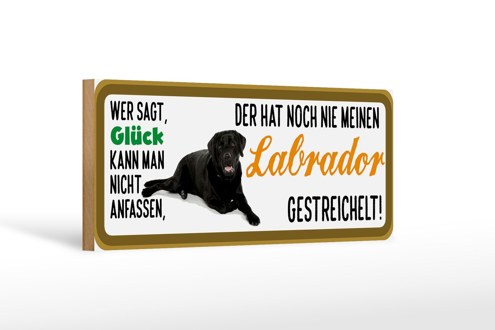 Cartello in legno con scritta "Animale" 27x10 cm Cane Labrador accarezzato