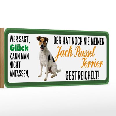 Cartello in legno con scritta "animale" 27x10 cm Jack Russel Terrier cane accarezzato