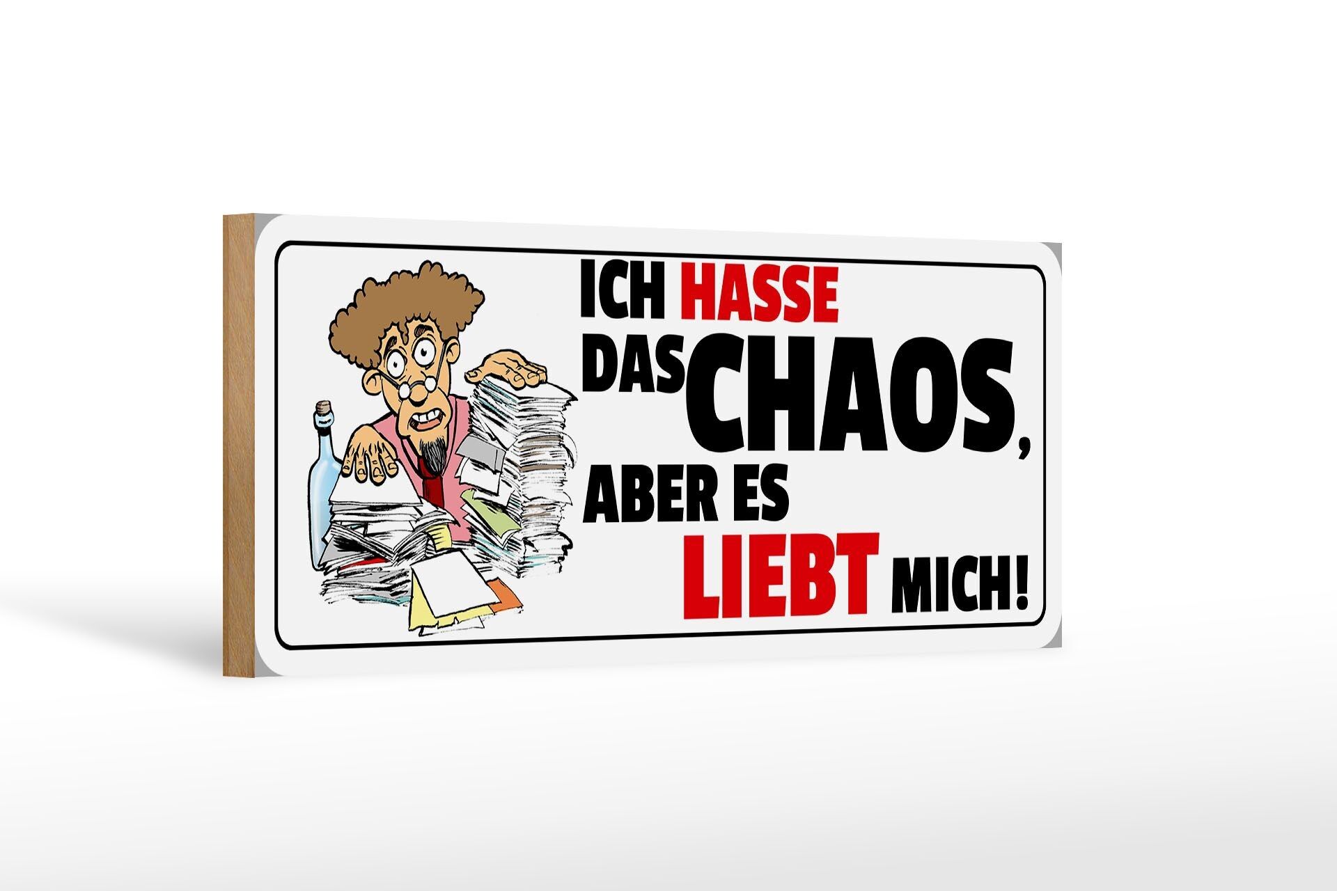 Cartello in legno con scritta 27x10 cm Odio il caos