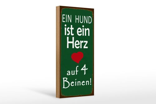 Holzschild Spruch 10x27cm ein Hund ist Herz auf 4 Beinen