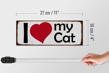 Panneau en bois disant 27x10cm j'aime mon chat coeur chat 4