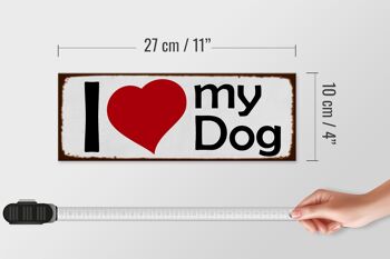 Panneau en bois disant 27x10cm j'aime mon chien coeur chien 4