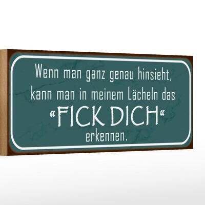 Holzschild Spruch 27x10cm in meinem Lächeln Fick Dich