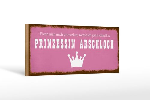 Holzschild Spruch 27x10cm ich zu Prinzessin Arschloch